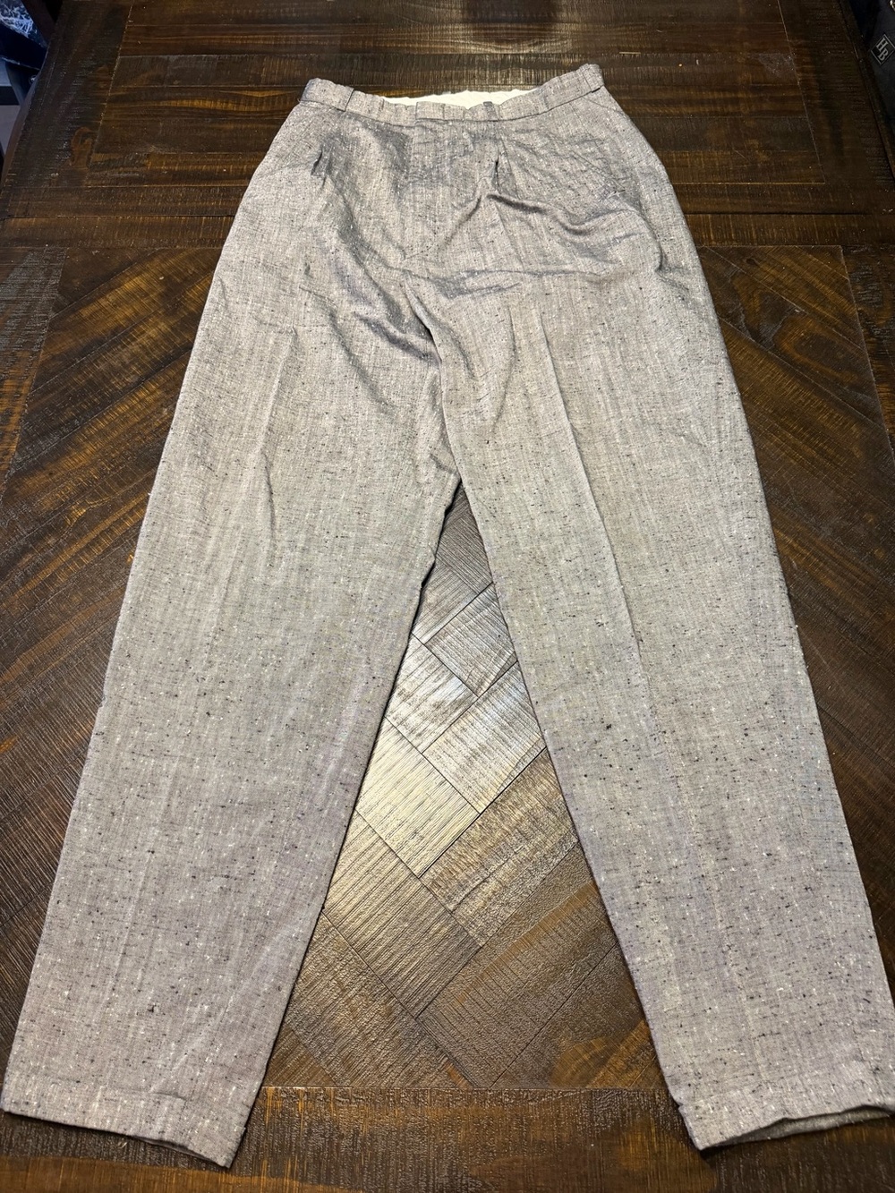 vintage Men's Gray Textured Tailored Pants